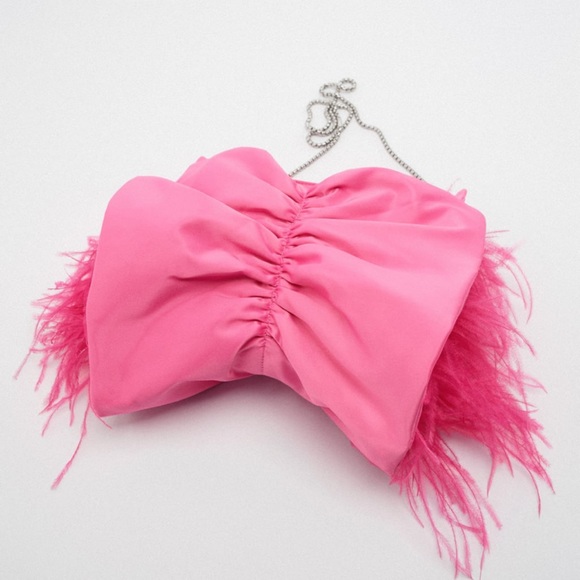 Zara Pink Ruched Clutch - Picture 2 of 5